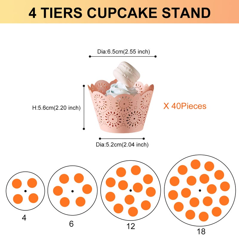 Boxalls Cupcake Stand, 4 Tier Round Acrylic Cupcake Display Stand Holder, Clear Dessert Pastry Tower for Wedding, Birthday, Theme Party, Baby Shower - Image 2